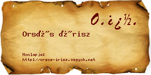 Orsós Írisz névjegykártya